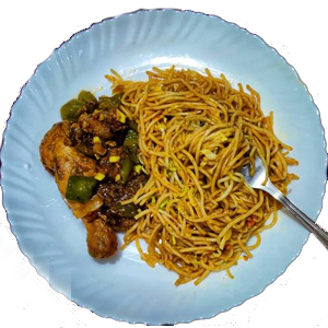 Egg Chow + Chilli Chicken